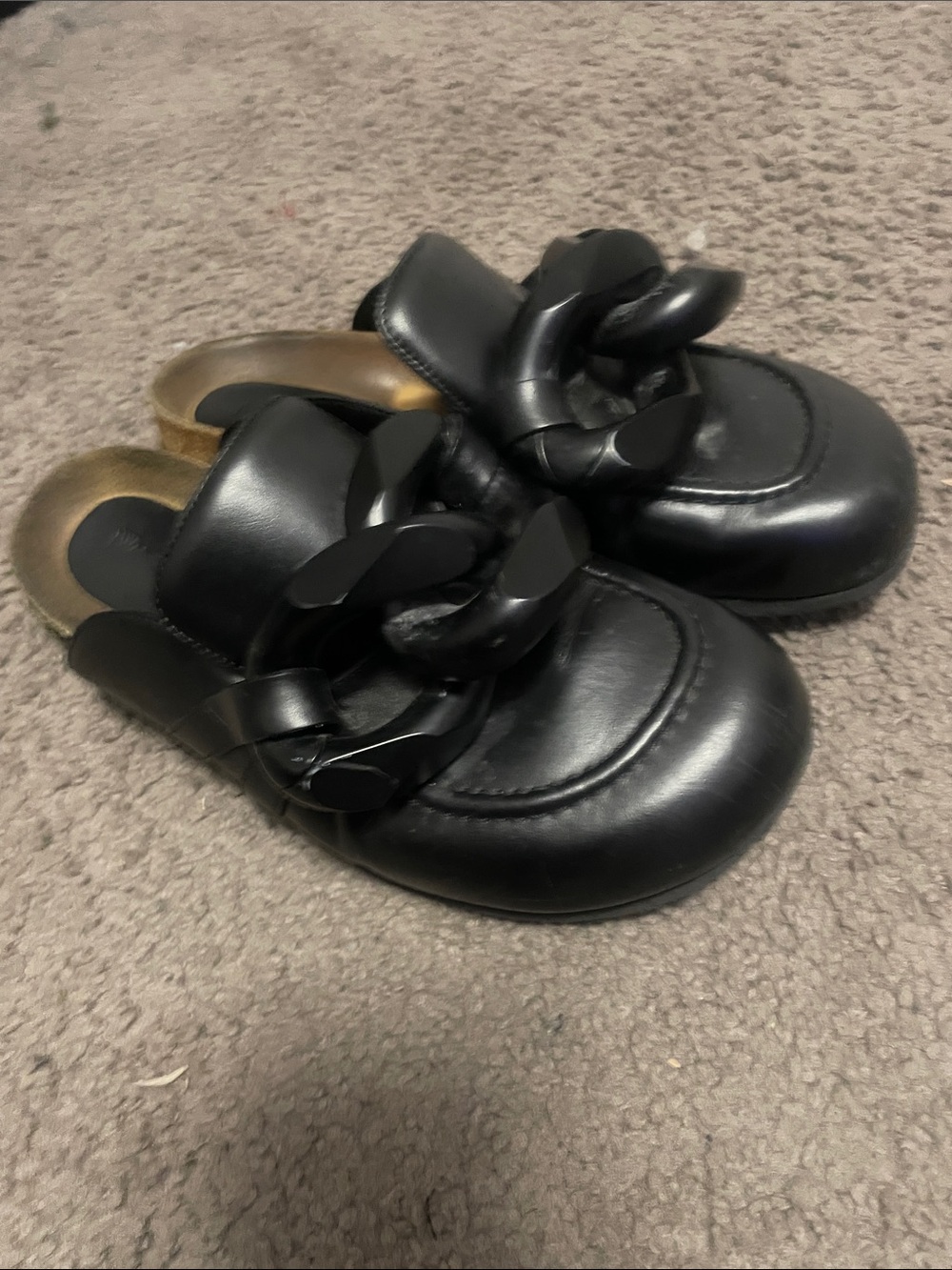 JW ANDERSON Black Leather Slide with Gold Insole - Picture 4 of 6